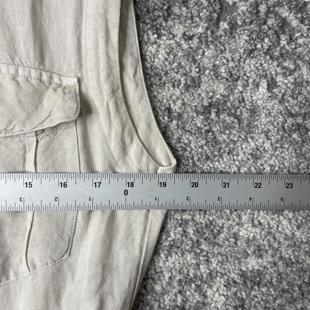 YFB Jumpsuit Womens Small Linen Blend Sleeveless Utility Drawstring Pockets - Picture 2 of 7